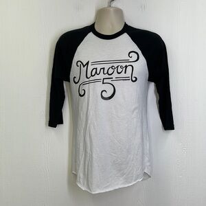 American Apparel- Maroon 5 Band Black & White Graphic Baseball T Size Small